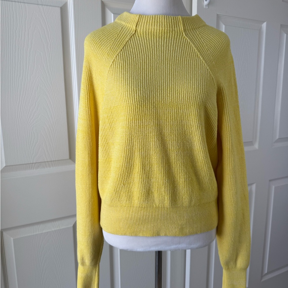 Free People Sunny Yellow Ribbed Crewneck Sweater small